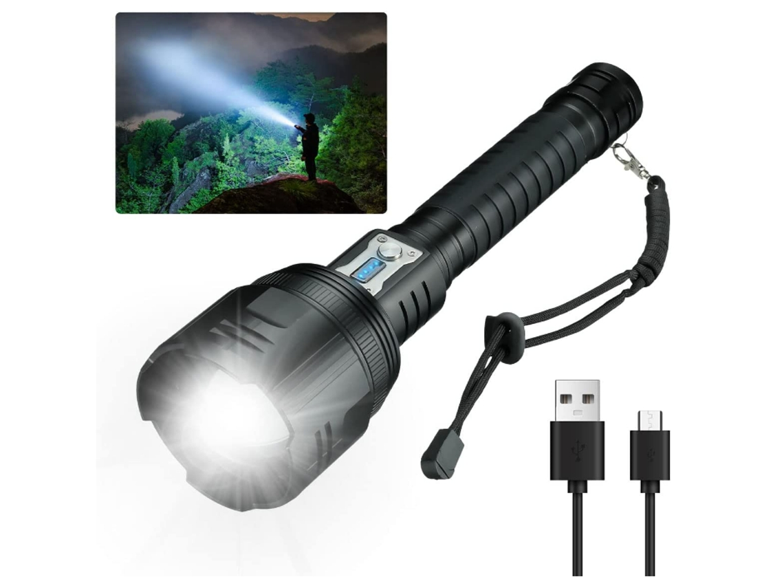 Lanternas Led Recarregáveis, Lanterna Super Brilhante Com Zoom De 190.000 Lúmens, Lanterna Potente À Prova D'água Ipx7, Lanterna Tática De 6