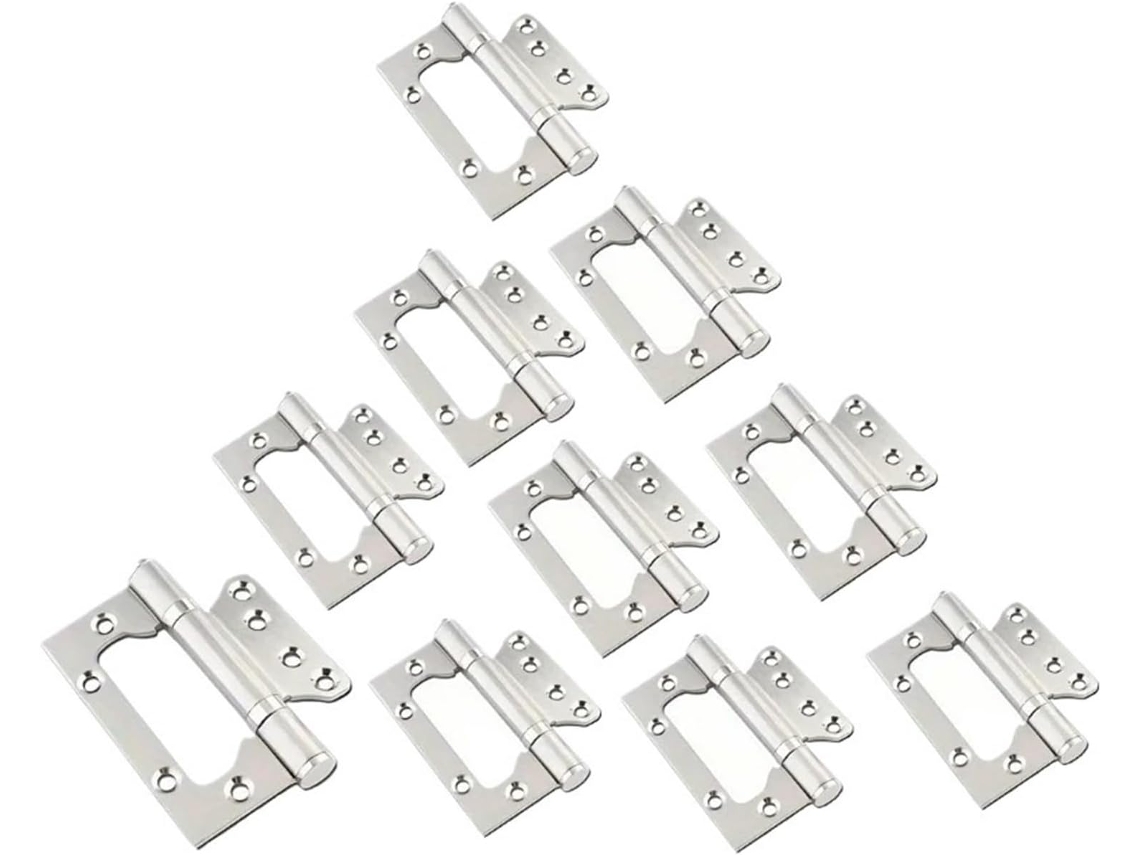 Conjunto De 10 Dobradiças Planas 4 Polegadas Em Aço Inoxidável