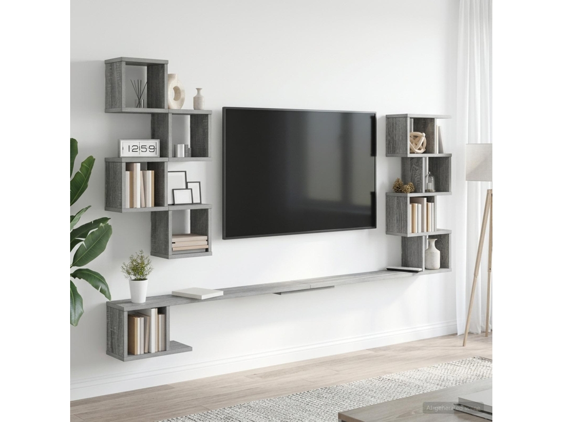 Vidaxl Prateleira De Tv Montada Na Parede Sonoma Cinzento