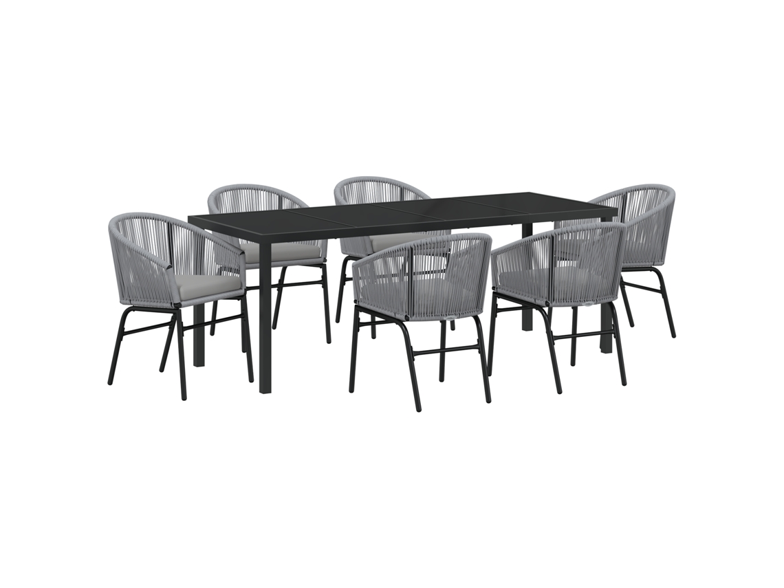Conjunto 7 Conjunto De Jantar Para Jardim Vidaxl Antracite Vime Pe (200 X 80 X 73 Cm)