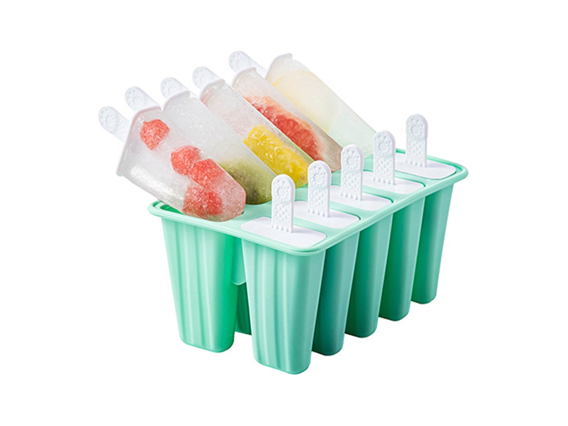 Eyf moldes de Picolé de Silicone 10 Compartimentos Antiaderente para Diy em Casa Verde
