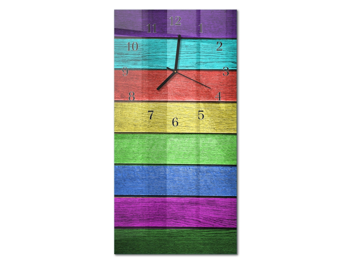 Relógio De Parede De Vidro Multicolor Espelharte (30x60 Cm)