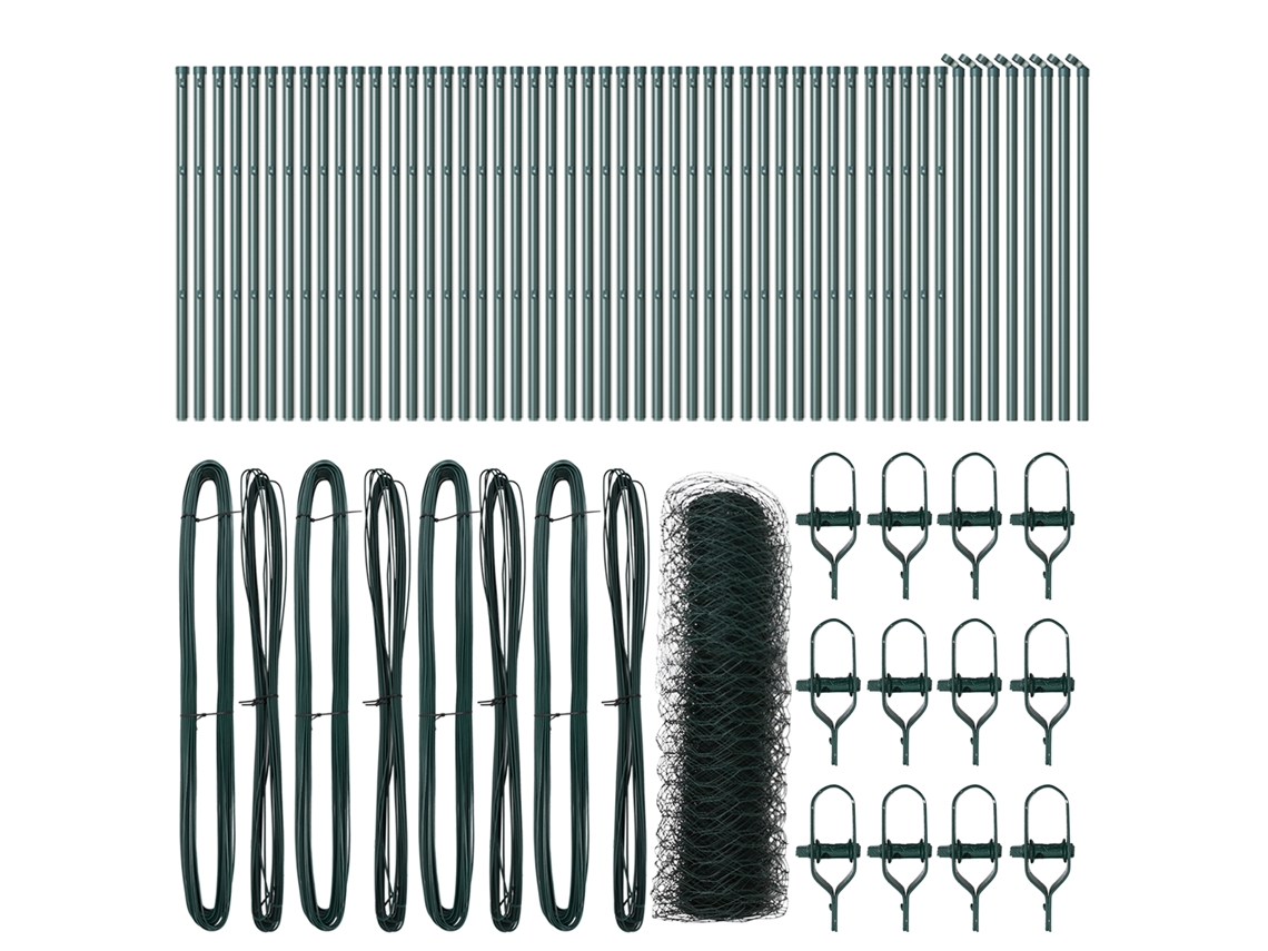 Conjunto 1 Cerca Para Jardim Vidaxl Verde Aço (100 X 0,4 M)