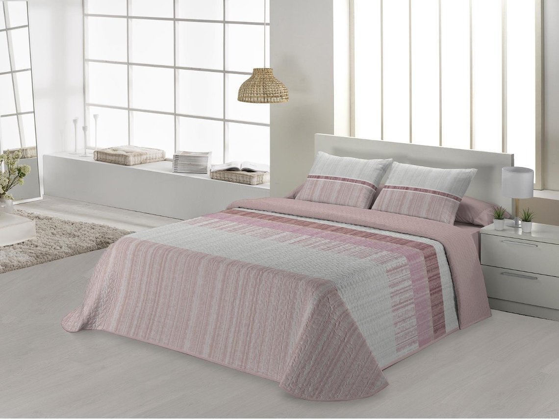 Colcha JVR Bombay (Poliéster - Rosa - 180 cm)