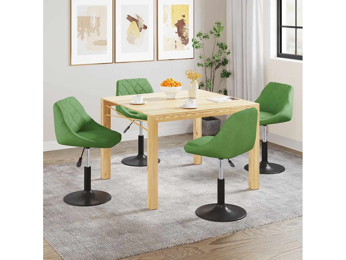 Vidaxl Cadeiras De Jantar Giratórias 4 Pcs Veludo Verde-claro