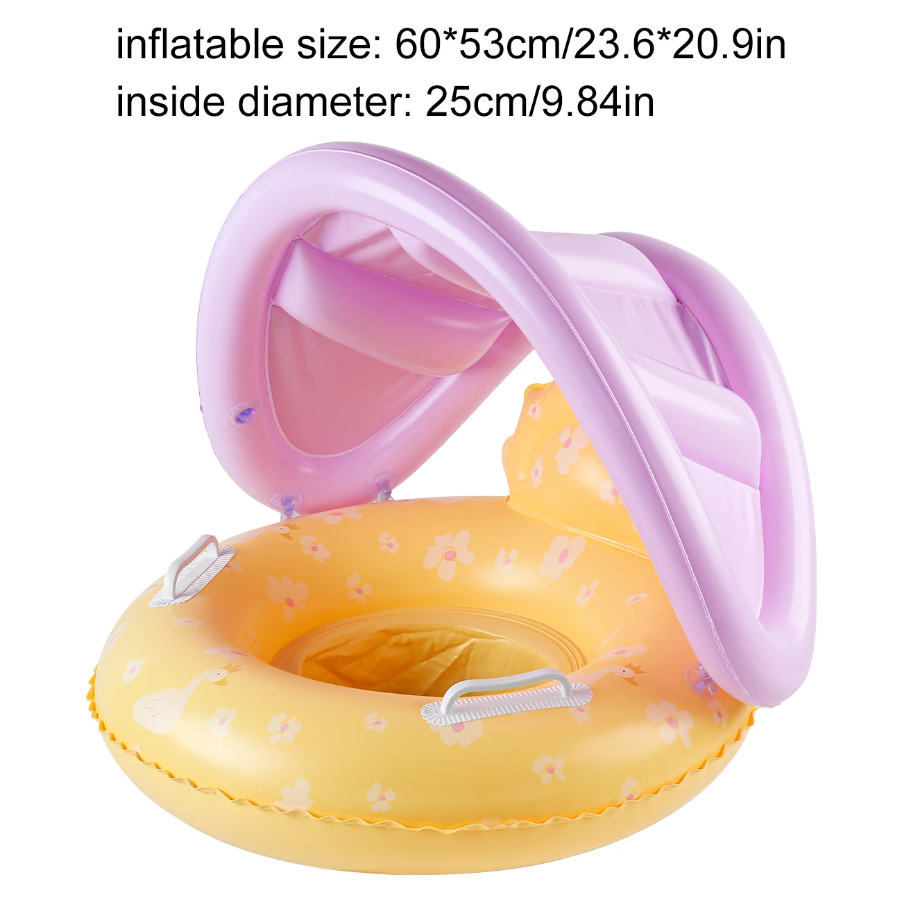 (amarelo) 1 Boia Inflável Para Piscina Com Assento Amarelo Com Proteção Solar