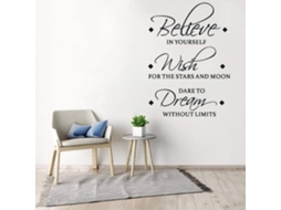 Acho que espero que meu sonho se realize. Adesivos de parede com citações inspiradoras em inglês para decoração de quarto, em papel pintado, 45x60cm.