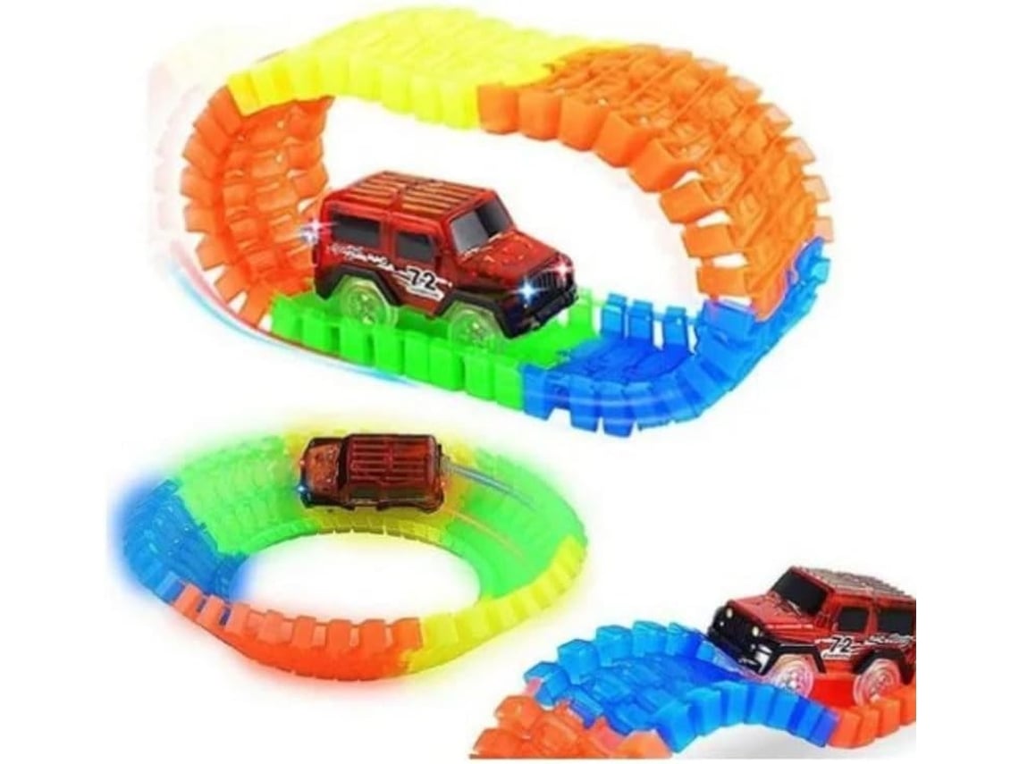 Carrinho Com Pista Com Led Luz Farol Metros De Pista Trilha Maluca Brinquedo Gokoco