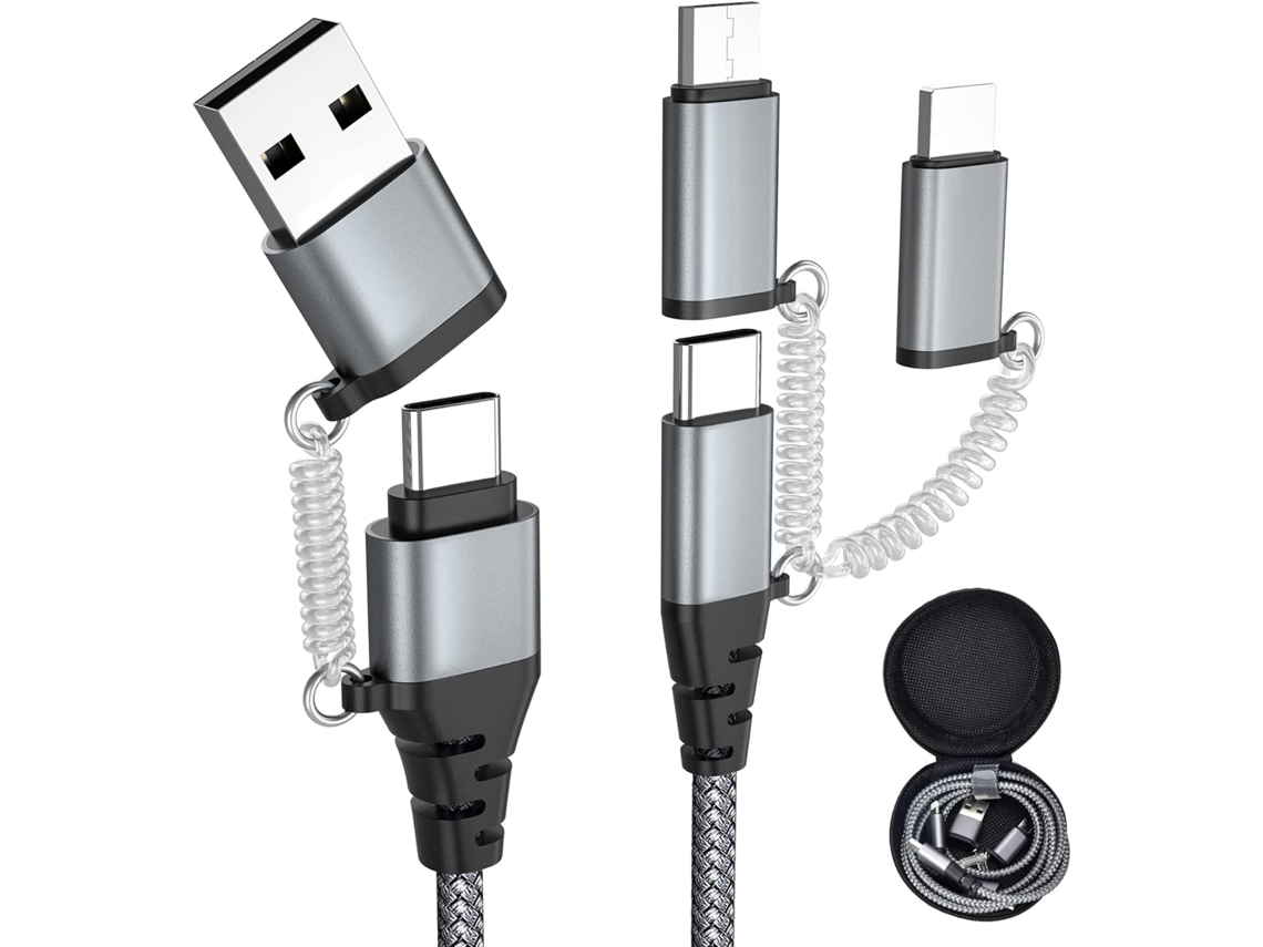 Cabo de Carregamento Rápido Múltiplo, Usb c/usb a para Usb c/micro 60w Pd 3.0, Trançado em Nylon e com Sincronização, 1 M AQUAFORGE