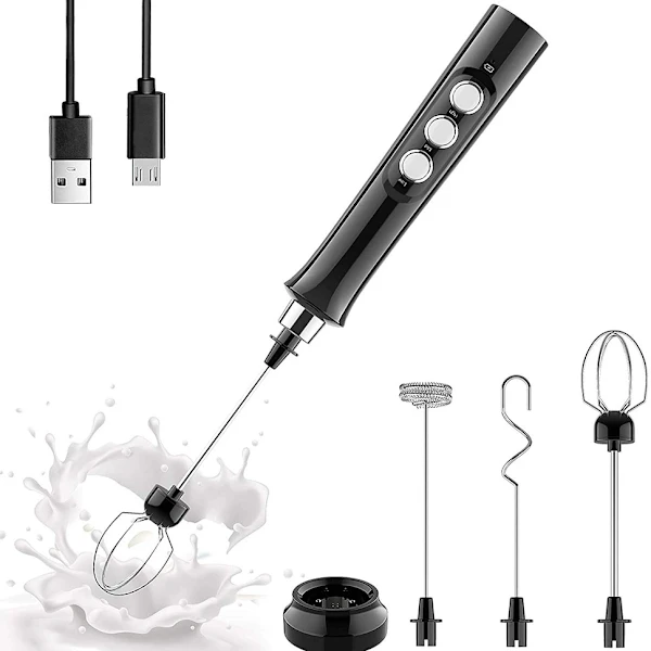 Espumador Elétrico de Leite, Recarregável Usb, 3 Velocidades, para Café, Latte, Chocolate Quente AQUAFORGE