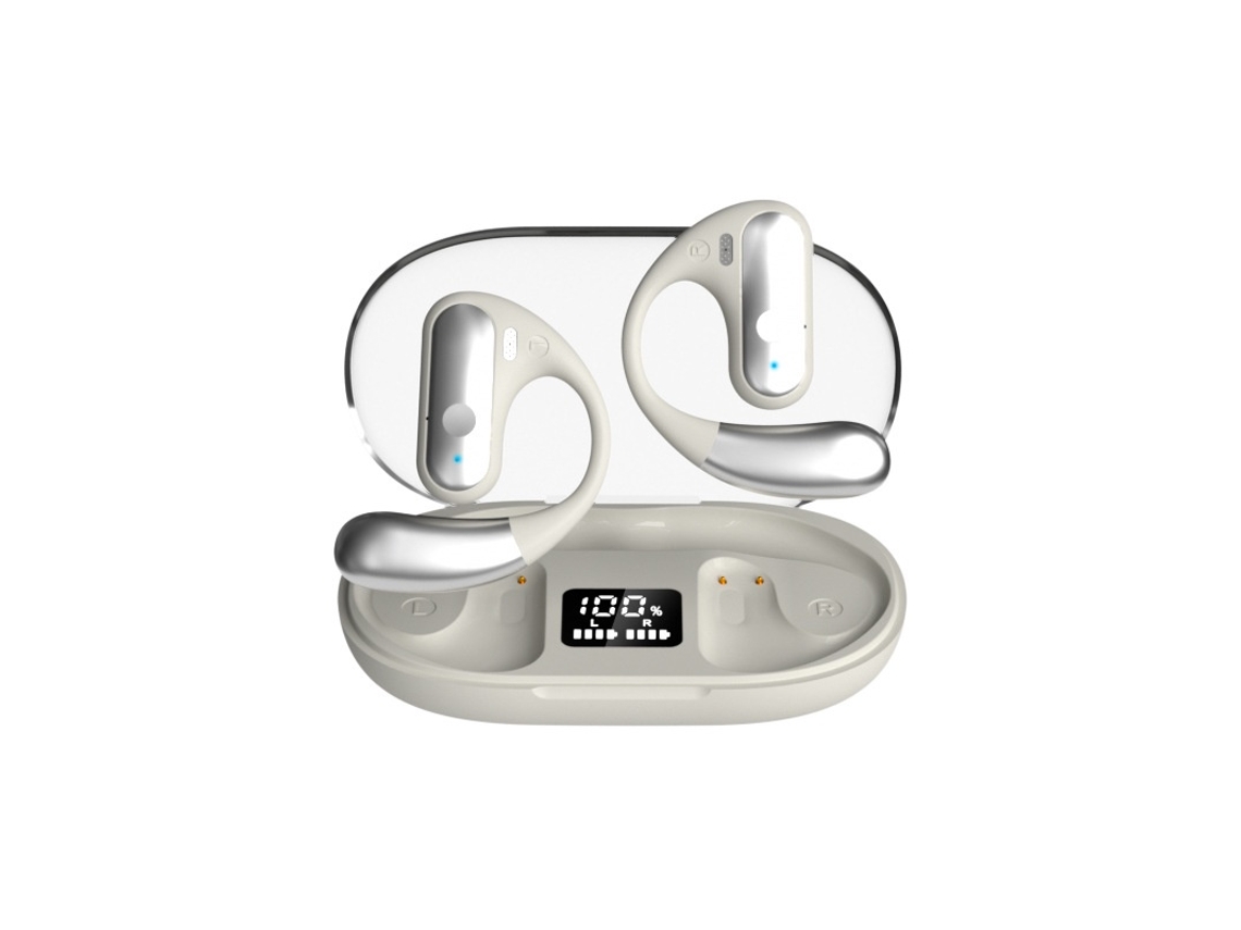 Fones de Ouvido Sem Fio com Microfone Som Estéreo Leve e Confortável À Prova D'água Bom para Corrida/exercício JIAPEI (branco)