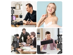 Kit de vlogging Raum para celulares: microfone, luz e acessórios para iPhone e Android.