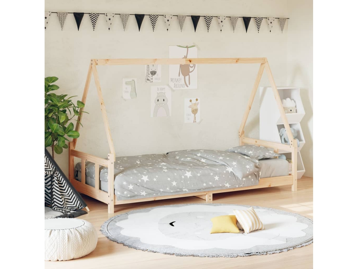 Vidaxl Estrutura De Cama Infantil 90x190 Cm Madeira De Pinho Maciça