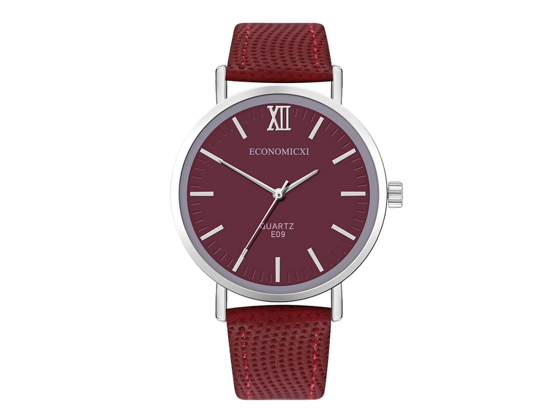 Reloj De Pulsera Analógico De Cuarzo Con Correa De Pu Para Mujer Y Hombre Moda (morado)