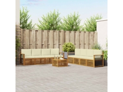 Vidaxl Conjunto De Sofás Para Exterior 9 Unid. Natural E Creme