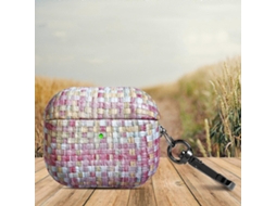 Capa protetora para fones de ouvido AirPods 3 em PU com textura trançada e resistente a impactos, com gancho. GIECY