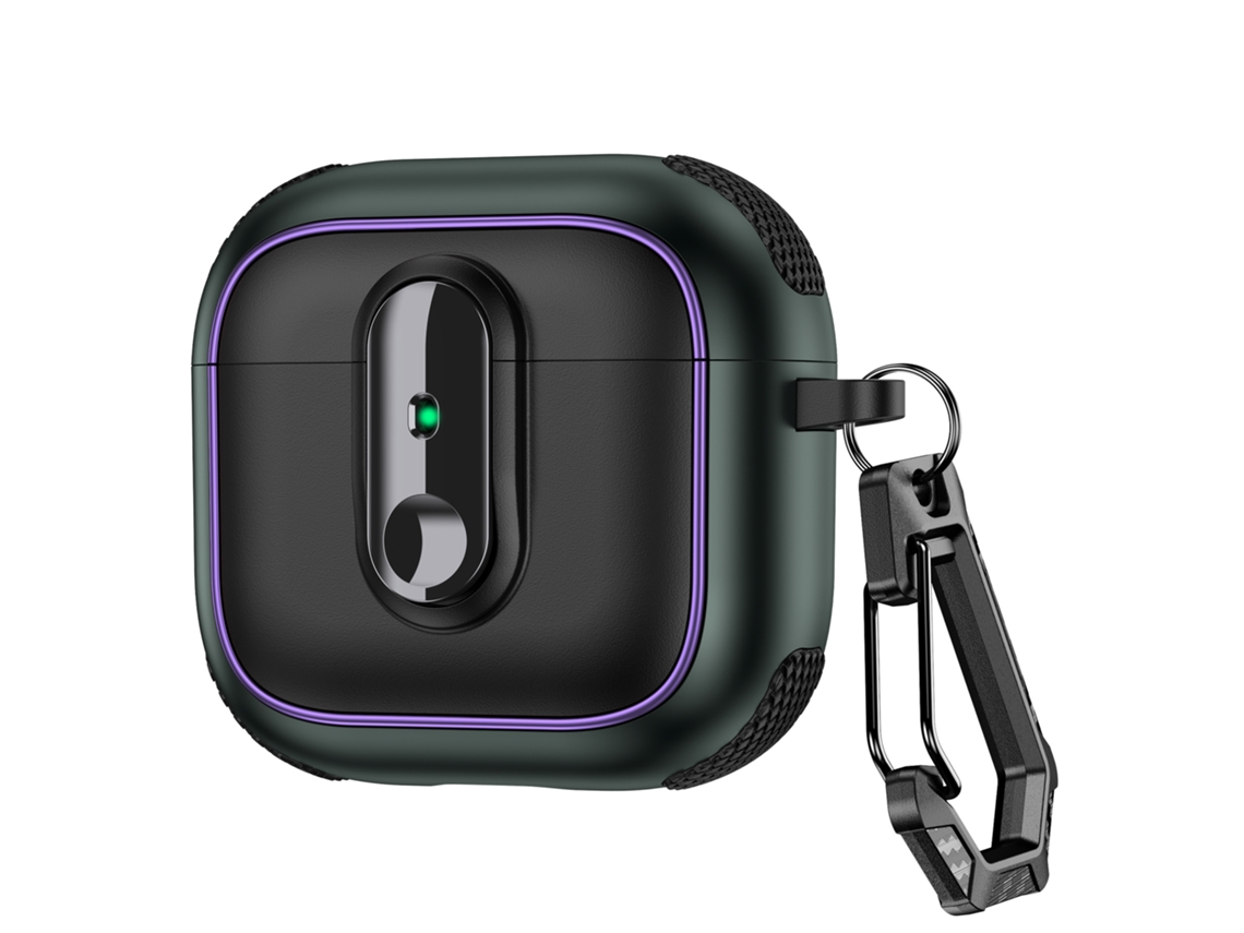 Capa De Silicone Premium Para Airpods4 Com Chaveiro Verde Militar Panoona