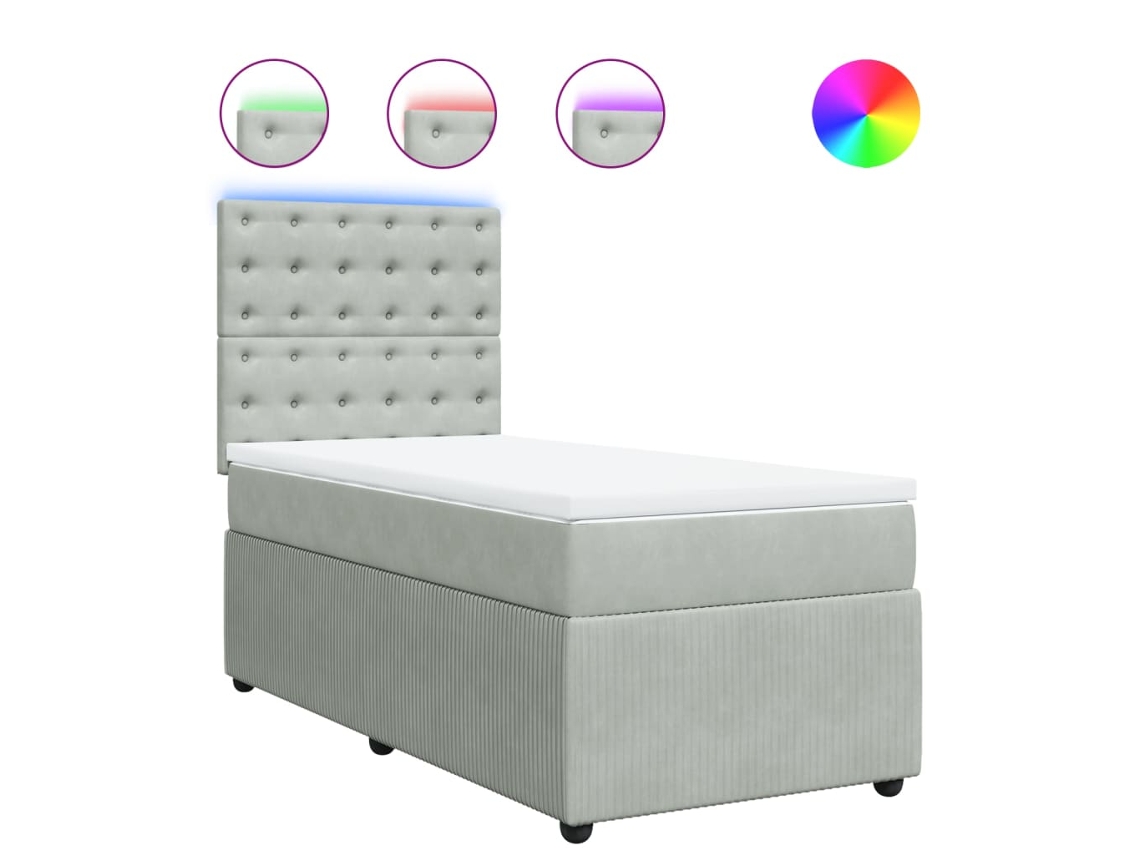 Box Spring Bed, Box Spring Beds Vidaxl Cinzeto Veludo (100 X 200 Cm)