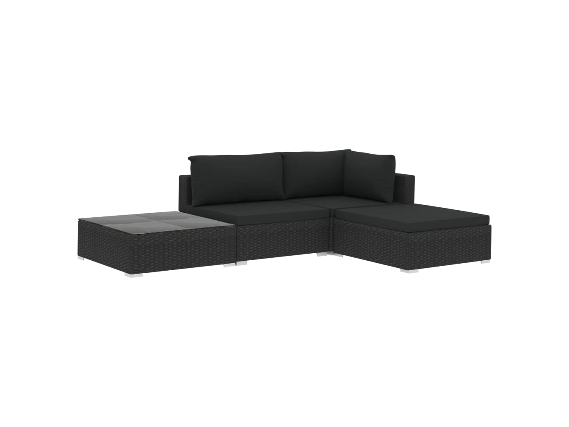 Garden Lounge Set, Garden Lounge Sets Vidaxl Preto Rattan / Vime (n/a)