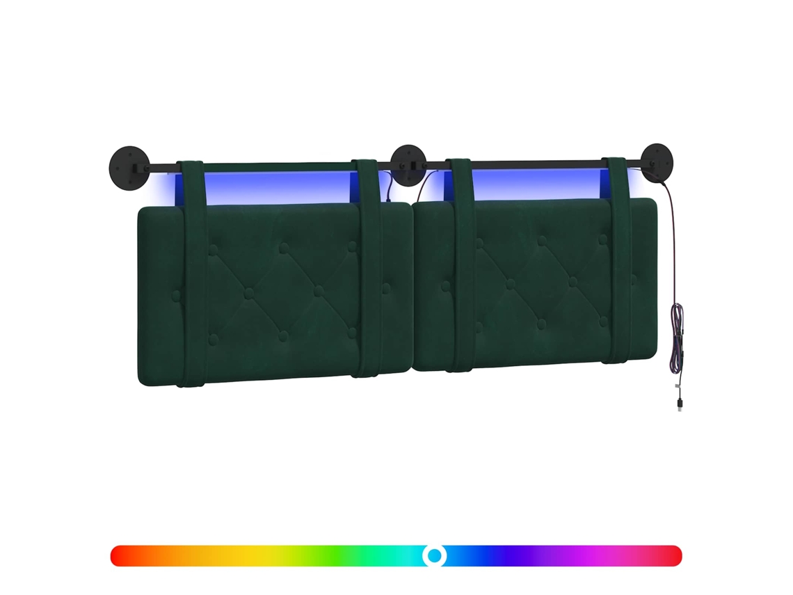 Conjunto 1 Cabeceira Suspensa Vidaxl Verde Veludo (130 X 55 X 5 Cm)