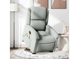 Vidaxl Poltrona De Massagens Reclinável Elétrica Veludo Cinzento-claro