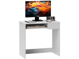 Mesa de Escritório 80x45x75cm Branca com bandeja para teclado e gaveta para documentos S/MARCA