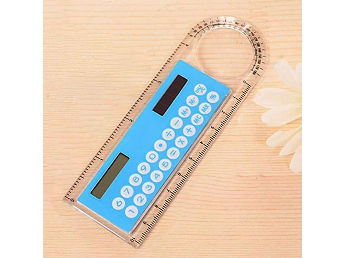 Calculadora, Régua E Lupa Com Espelho Grande, Material De Estudo Para Alunos, Azul Slowmoose
