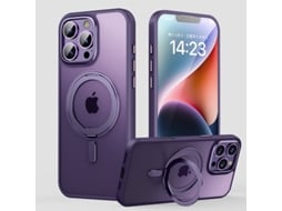Capa Iphone 14 Pro Max Com Suporte Magnético Invisível (magsafe) Ultra Fina Antichoque Translúcida Fosca - Roxo Fosco