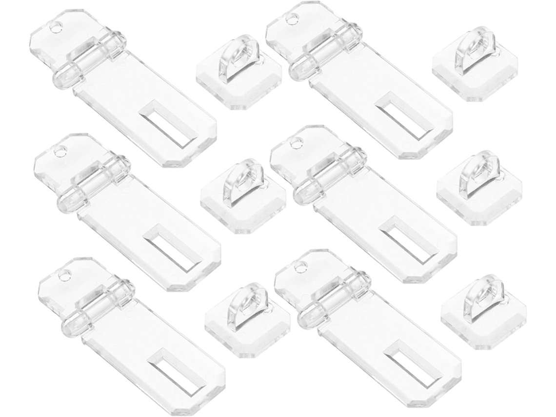 Conjunto De 6 Mini Dobradiças Acrílico Transparente Com Fecho Seguro Para Caixas, Armários E Gavetas Trava Transparente