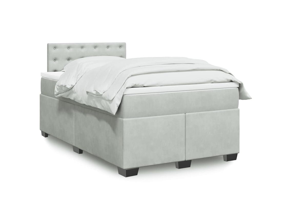 Vidaxl Cama Boxspring Com Colchão 120x190 Cm Veludo Cinzento-claro