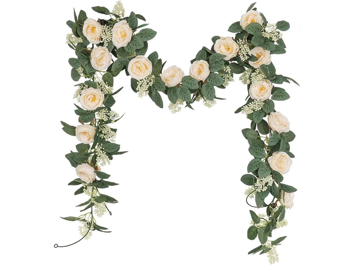 Conjunto de 2 Guirlandas Artificiais Rosas Chá com Folhas BRILVIBERA