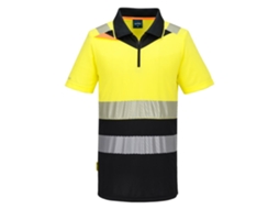 Polo de trabalho de alta visibilidade com zíper | Portwest Amarelo/preto / G