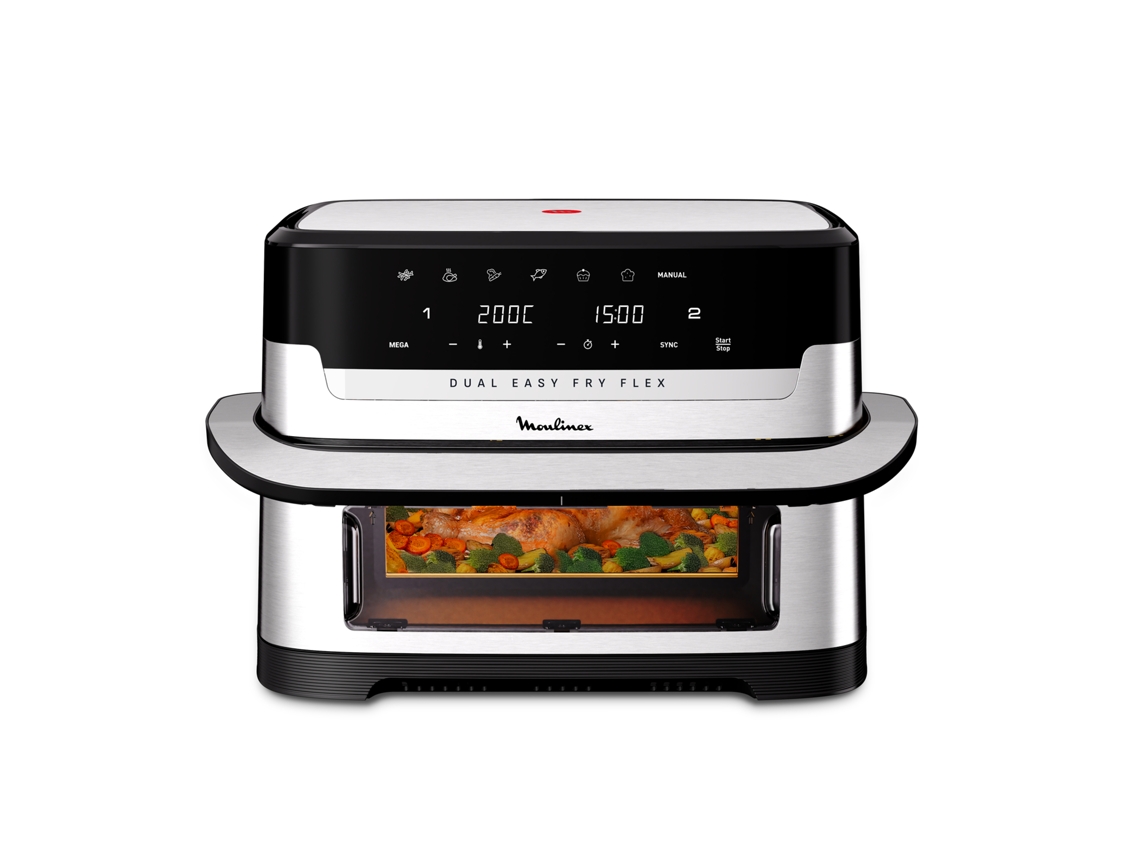Fritadeira Sem Óleo MOULINEX Dual Easy Fry Flex EZ922DF0 (2700W - 9L - 6 Programas Automaticos)