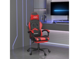 Vidaxl Cadeira Gaming Giratória C/ Apoio Couro Artific. Preto/vermelho