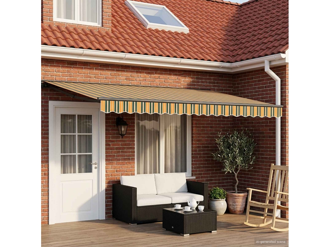 Vidaxl Estrutura De Toldo Manual Com Leds 5 X 3 M
