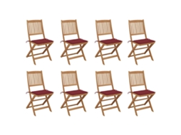 Cadeiras De Exterior Dobráveis C/ Almofadões 8pcs Acácia Maciça Dkd Home Decor