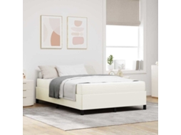 Vidaxl Estrutura Da Cama Com Colchão Creme 160 X 200 Cm Tecido