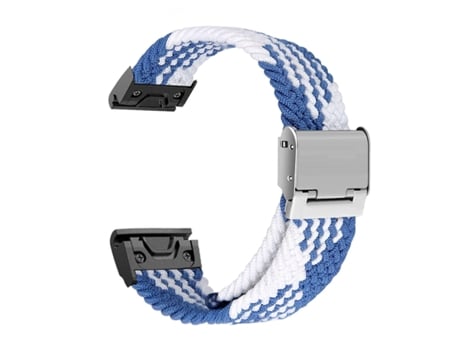 Bracelete Pulseira Entrançada Flexível para Garmin Quatrix 5 Azul e Branco