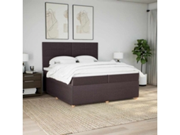 Vidaxl Cama Com Molas/colchão 200x200 Cm Tecido Castanho-escuro