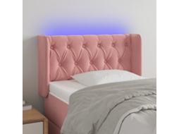Cabeceira De Cama | Painel De Cama C/ Luzes Led Veludo 83x16x78/88 Cm Rosa