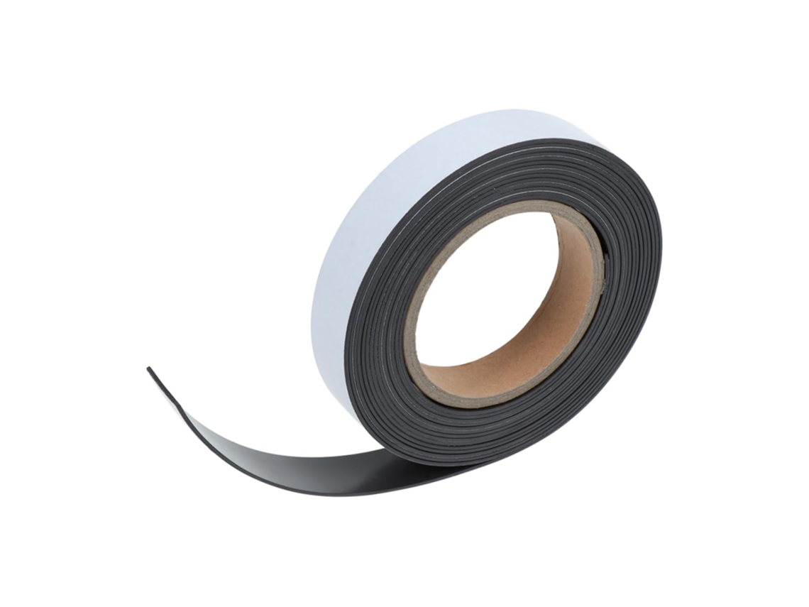 Fita Adesiva Magnética Flexível De Borracha Preta Ultechnovo 5mx 25x 1, 5mm Para Organizar E Decorar Carteiras Armários