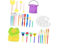 Conjunto De 32 Pincéis Para Meninos E Meninas, Com Esponjas Multicoloridas E Outras Ferramentas.