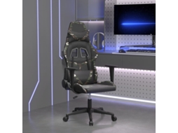 Vidaxl Cadeira Gaming Massagens Couro Artificial Preto E Camuflagem