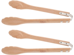 Conjunto De 2 Pinças Madeira Villcase Para Alimentos Quentes, Design Ergonômico, Cabo Confortável, Para Churrasco E Café