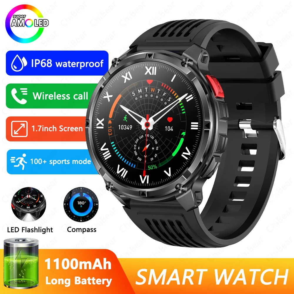 Smartwatch com Gps, À Prova D'água, Bluetooth e Tela de 1,7 Polegadas. MDUG (preto)