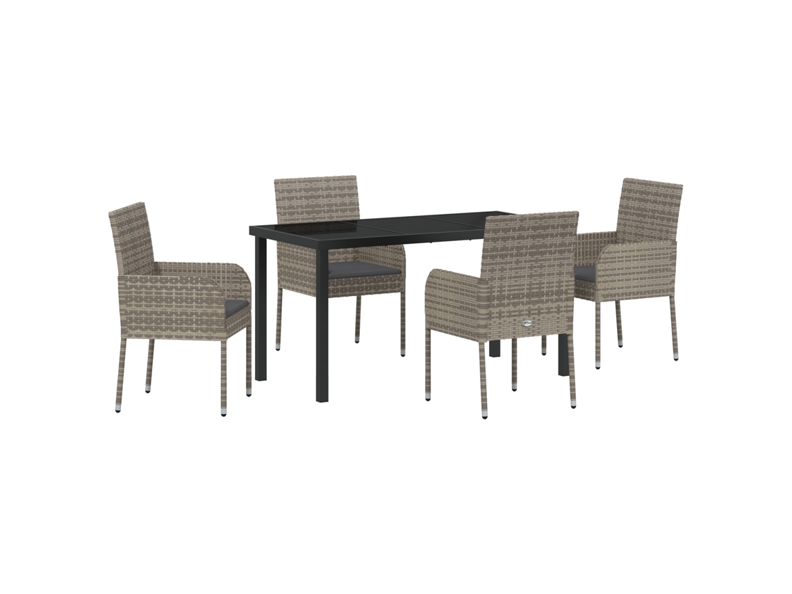 Conjunto 5 De Jantar De Jardim Vidaxl Com Travesseiros Cinza Vime Pe