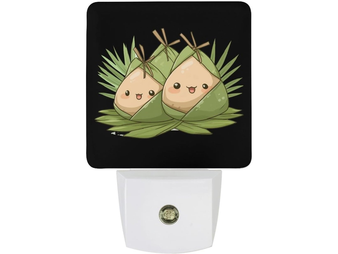 Luminária noturna de LED inspirada na Linda Wall Zongzi com sensor crepuscular.