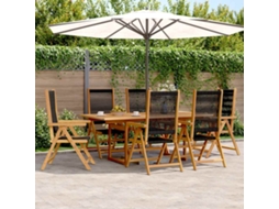 Vidaxl 7 Pcs Conj. Jantar P/ Jardim Polipropileno/madeira Maciça Preto