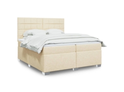 Vidaxl Cama Com Molas/colchão 200x200 Cm Tecido Cor Creme