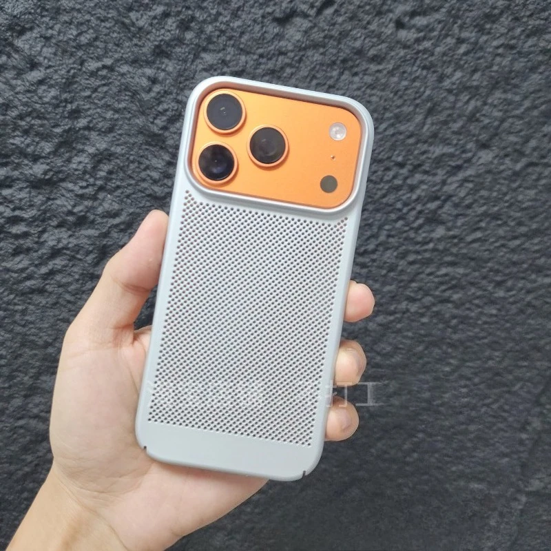 Capa Para Celular (iphone 17 Pro Branco) Com Design Em Favo De Mel, Respirável E Resistente A Impactos.